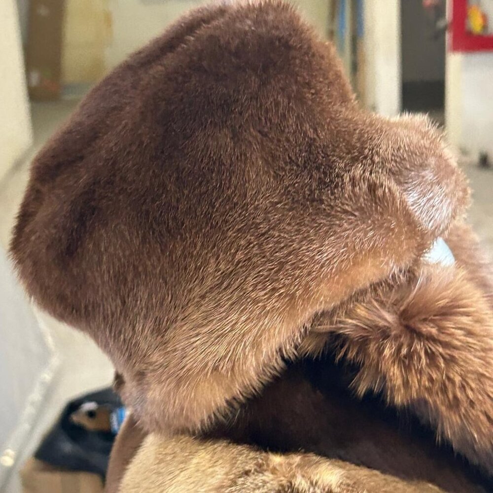 heavy coat with fox tuxedo & free matching hat 695 , now only 1295, size large